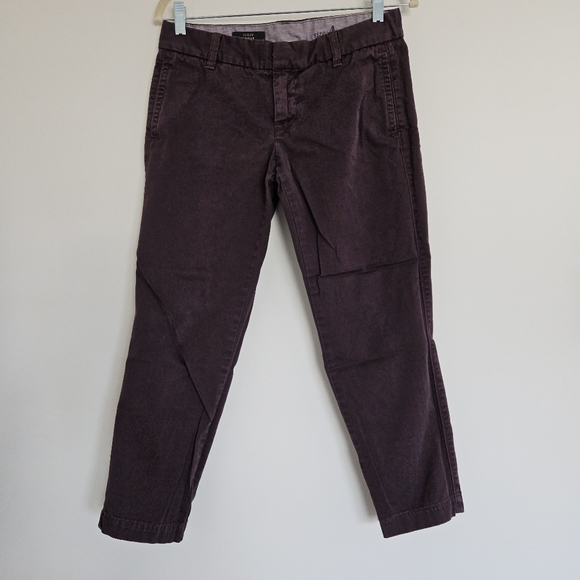 Pantalon Croppé J.Crew City Fit Pour Femme - Taille 0 - Violet - Côté Zip élastique - Parfait Pour Un Look Décontracté Chic